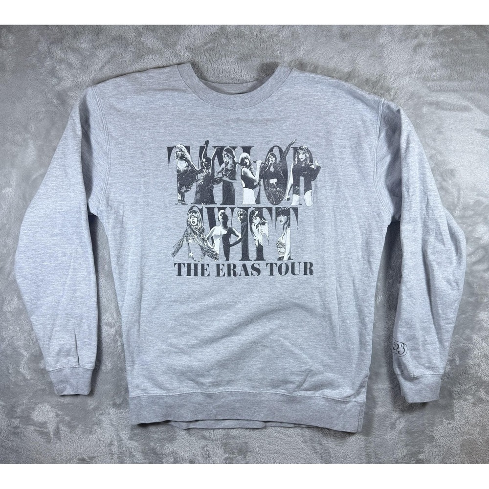 Taylor Swift Sweatshirt Mens XL Gray The Eras Tour Crewneck Graphic Fleece 2023